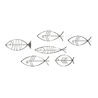 Set of 6 Black Metal Industrial Abstract Wall Decor, 16", 20", 24"