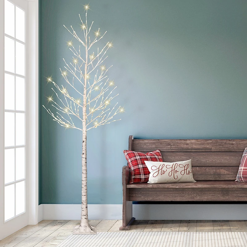 8ft. Pre-Lit White Artificial Twig Christmas Tree, Clear Lights