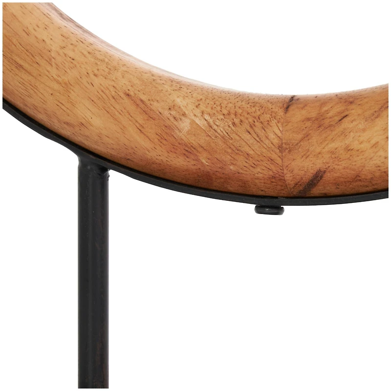 Brown Wood Geometric Circular Ring Sculpture Set