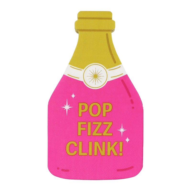 Pink & Gold Wine Bottle Cocktail Napkins, 20ct. by Ashland®