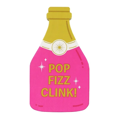 Pink & Gold Wine Bottle Cocktail Napkins, 20ct. by Ashland®