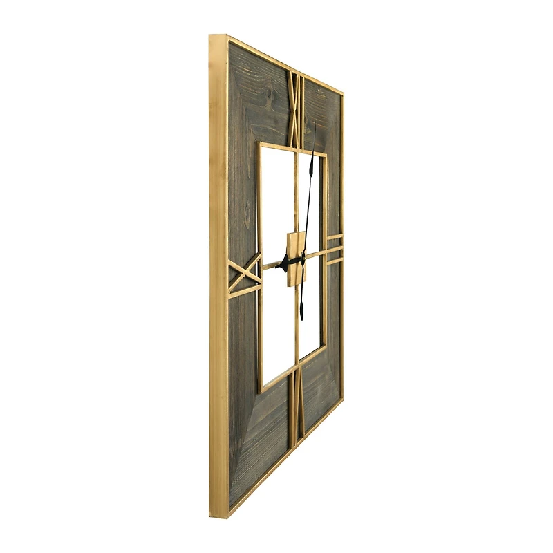 Hello Honey® 2.5ft. Gold Trimmed Wooden Square Wall Clock