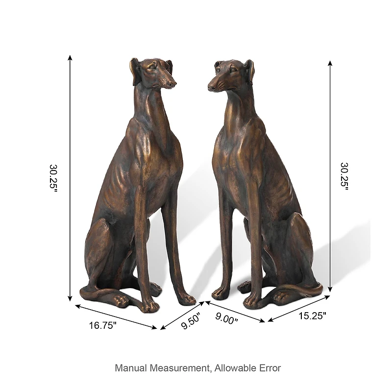 Glitzhome® 30.25" Bronze Sitting Greyhound Dogs, 2ct.