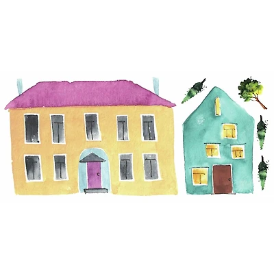 RoomMates Watercolor Village Peel & Stick Wall Decals
