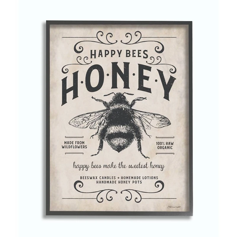Stupell Industries Honey Bee Rustic Farm Framed Wall Art
