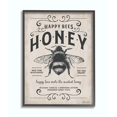 Stupell Industries Honey Bee Rustic Farm Framed Wall Art