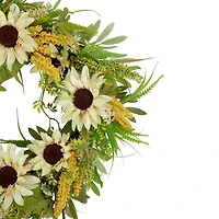 24" Beige Sunflowers Artificial Fall Harvest Wreath