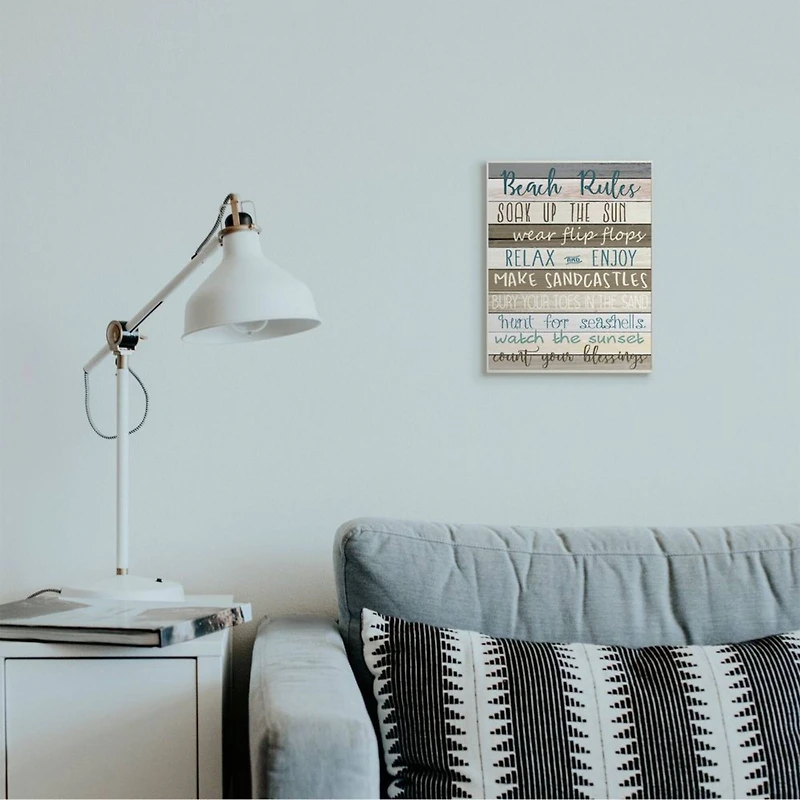 Stupell Industries Nautical Fun Beach Rules Wooden Wall Plaque