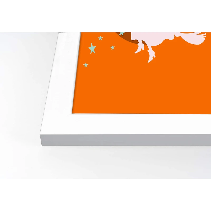 Flying Witch White Framed Print Wall Art