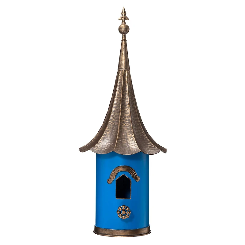 Glitzhome® 32" Retro Blue Metal Pagoda Birdhouse