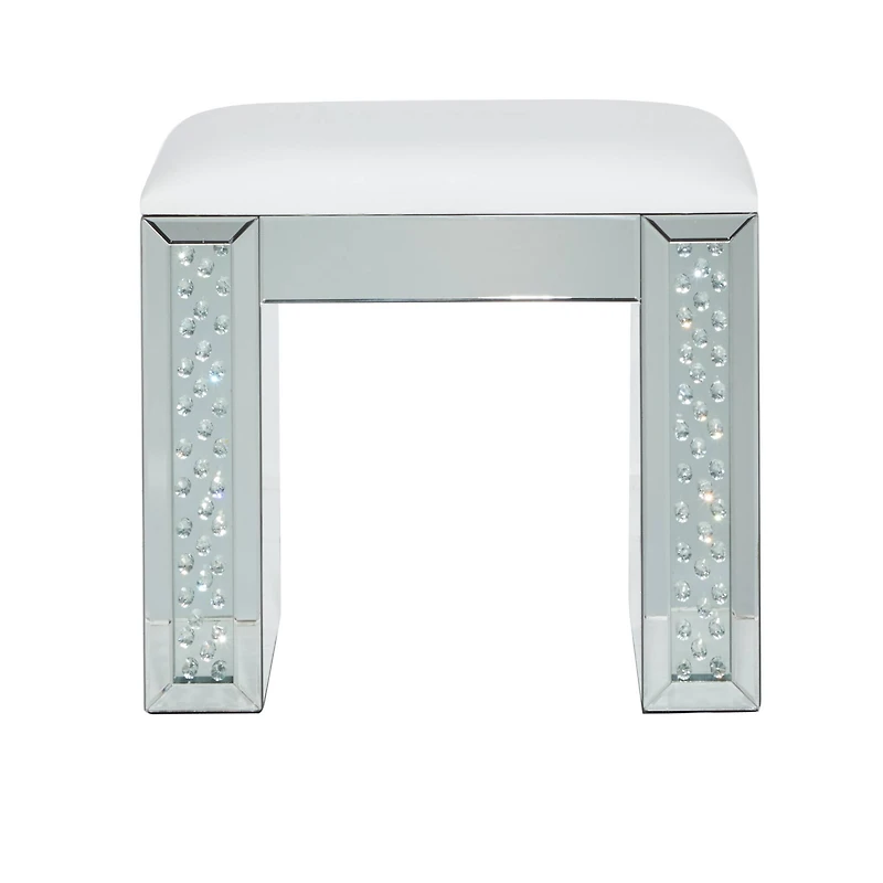 21" Silver Wood Glam Stool