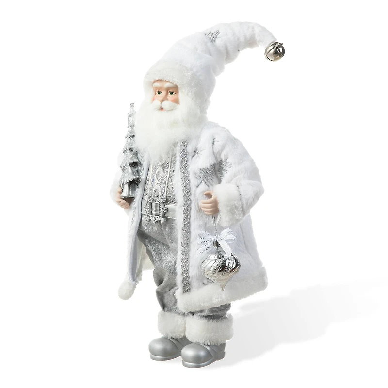 Glitzhome® 18" Faux Fur Christmas Frosty Santa Figurine