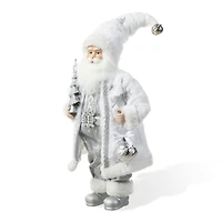 Glitzhome® 18" Faux Fur Christmas Frosty Santa Figurine
