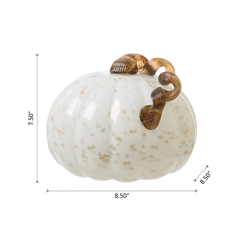 Glitzhome® Glass Pumpkin, Golden & White 