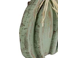 12" Green Distressed Fall Pumpkin Decoration