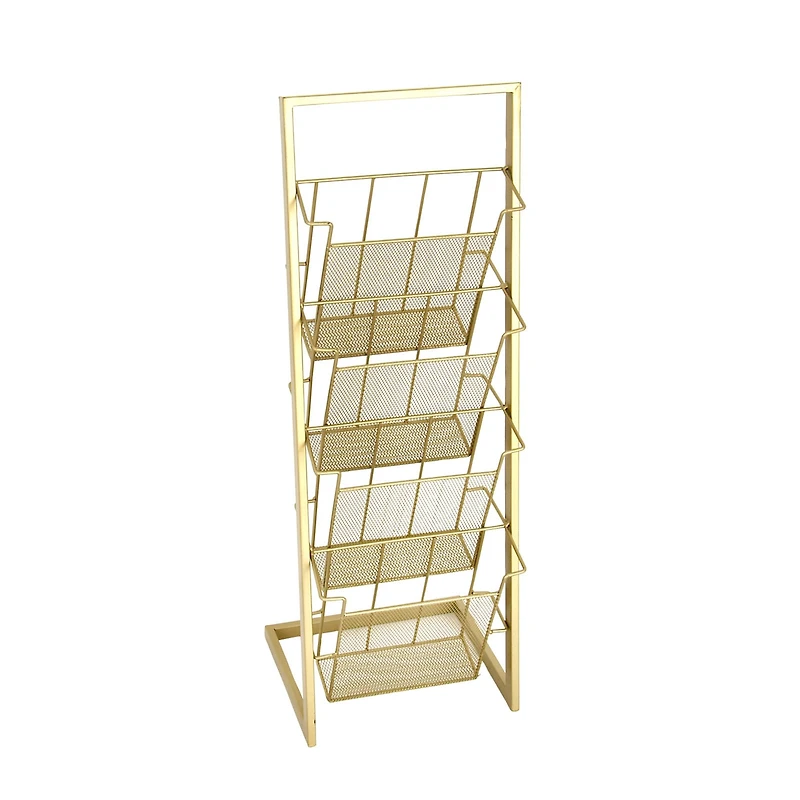 Gold Contemporary Tabletop Metal Magazine Rack