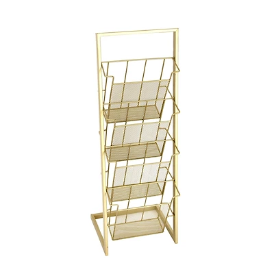 Gold Contemporary Tabletop Metal Magazine Rack