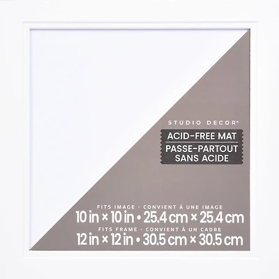 12" x 12" Brazilian White Double Mat by Studio Décor®, 10" x 10" Opening Size