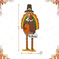Glitzhome® 30.25" Thanksgiving Wood Turkey Porch Décor