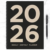 2026 Burnt Black Large Weekly Monthly Planner