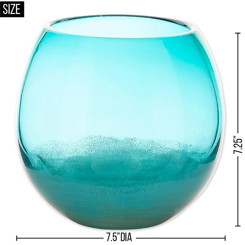 7.5" Large Aqua Fish Bowl Vase