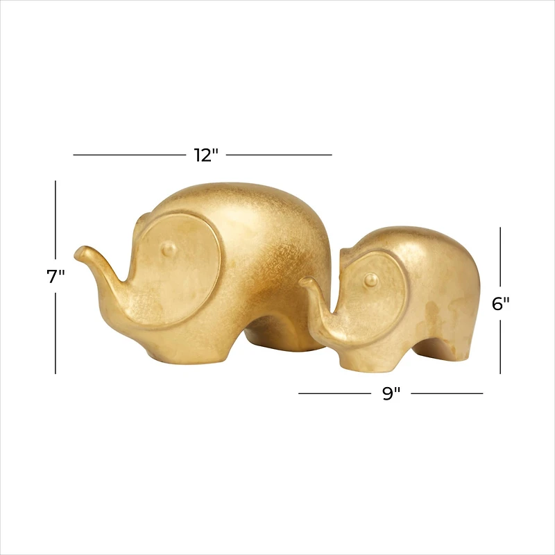 Set of 2 Gold Stoneware Glam Sculptures, 7" x 9" x 4"