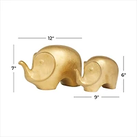 Set of 2 Gold Stoneware Glam Sculptures, 7" x 9" x 4"