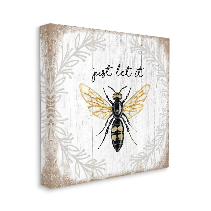 Stupell Industries Just Let it Be Sentiment Country Bee Pun Canvas Wall Art