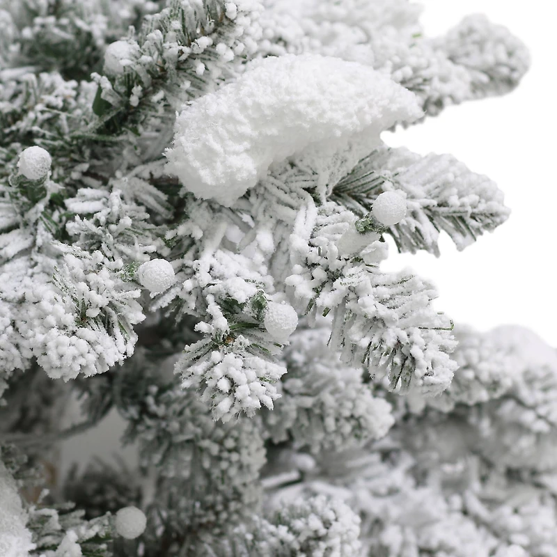 6.5 ft Pre-Lit Flocked Whistler Artificial Pine Tree, Warm White LED Lights