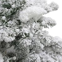 6.5 ft Pre-Lit Flocked Whistler Artificial Pine Tree, Warm White LED Lights