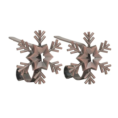 Original MantleClip® Oil-Rubbed Bronze Snowflake Icons Stocking Holders, 2ct.