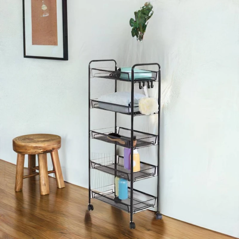 Honey Can Do Black 5-Tier Rolling Storage Cart