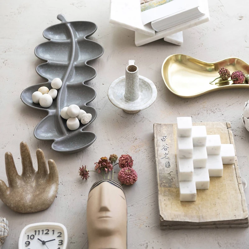 Hello Honey® 20.5" Matte Brown Stoneware Abstract Leaf Shaped Plate