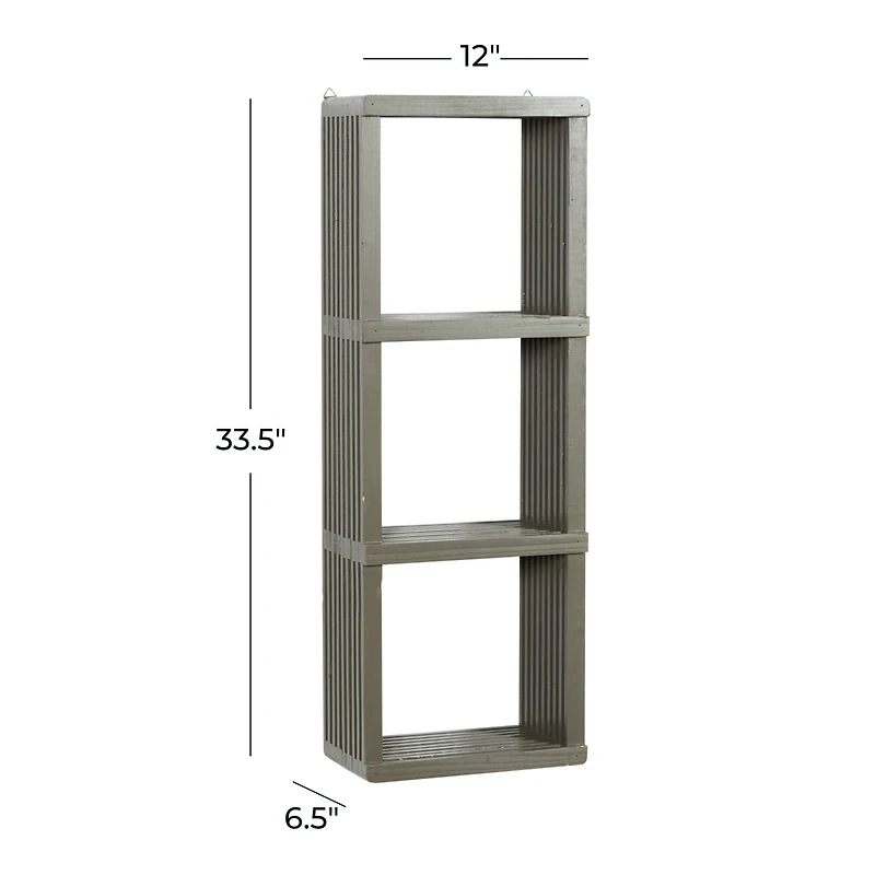 Gray Wood Contemporary Wall Shelf, 34" x 12" x 7"