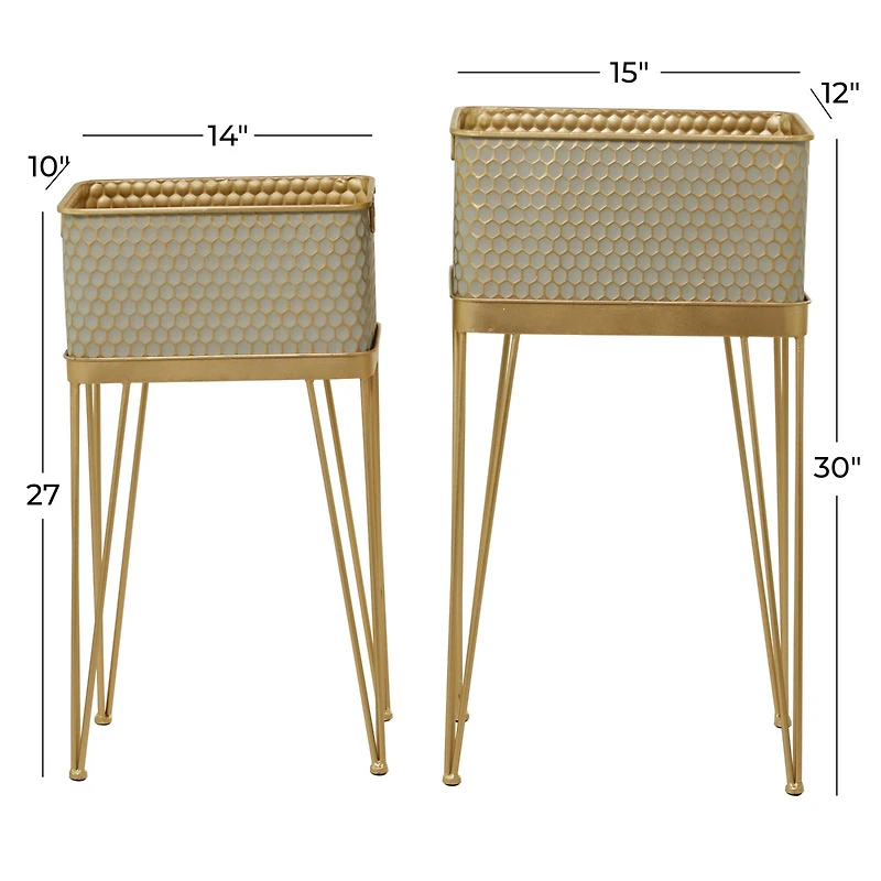 Gold Modern Planter, Set of 2" 30", 27"