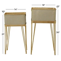 Gold Modern Planter, Set of 2" 30", 27"
