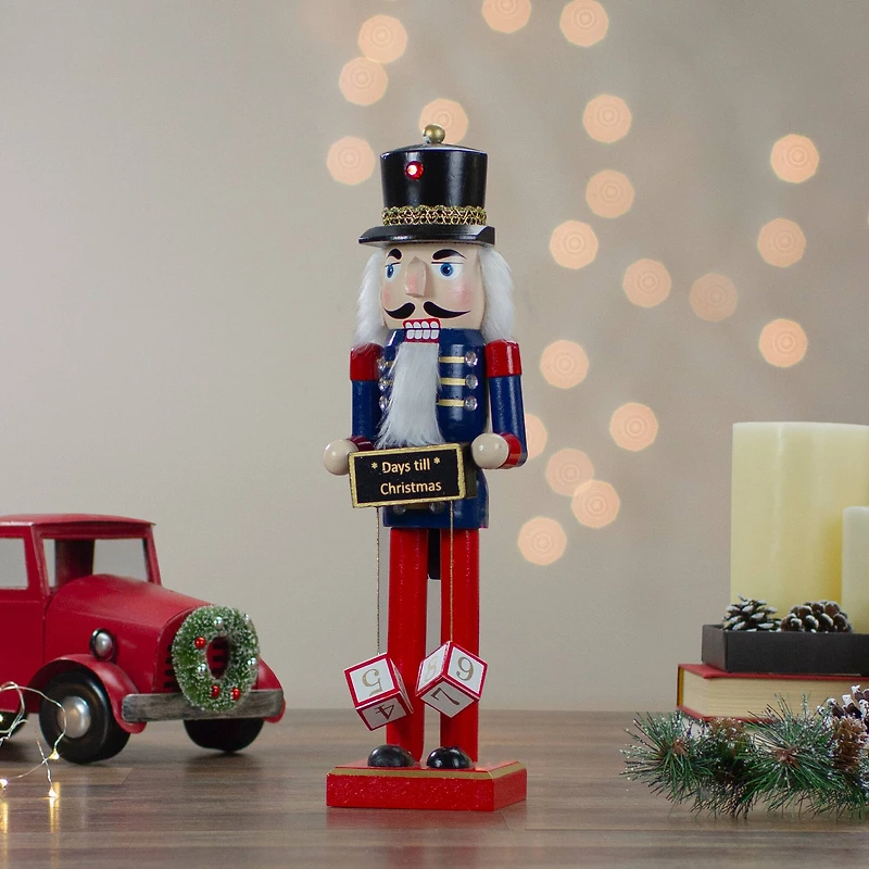 14" Wooden Nutcracker with Christmas Countdown Sign