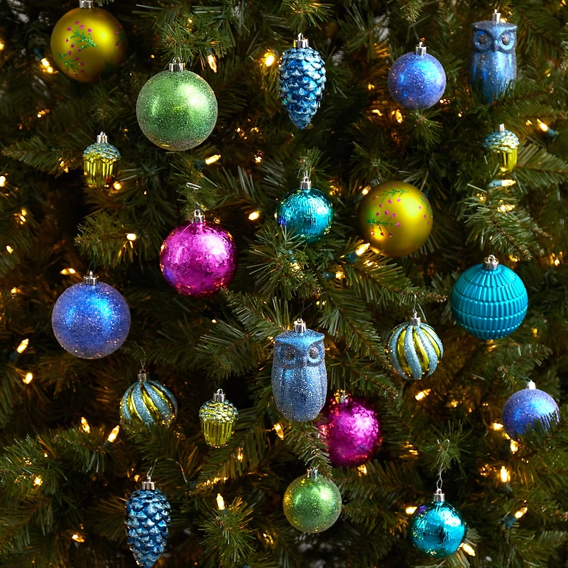 50ct. Holiday Deluxe Shatterproof Christmas Tree Ornament Box Set