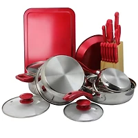 MegaChef Red Cookware Combo 22 Piece Set