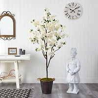 6ft. Cherry Blossom Tree in Decorative Metal Pail with Rope
