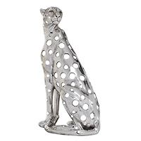 16" Silver Glam Leopard Sculpture
