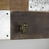 Rustic Wood & Metal Wall Shelf & Coat Rack With Hooks