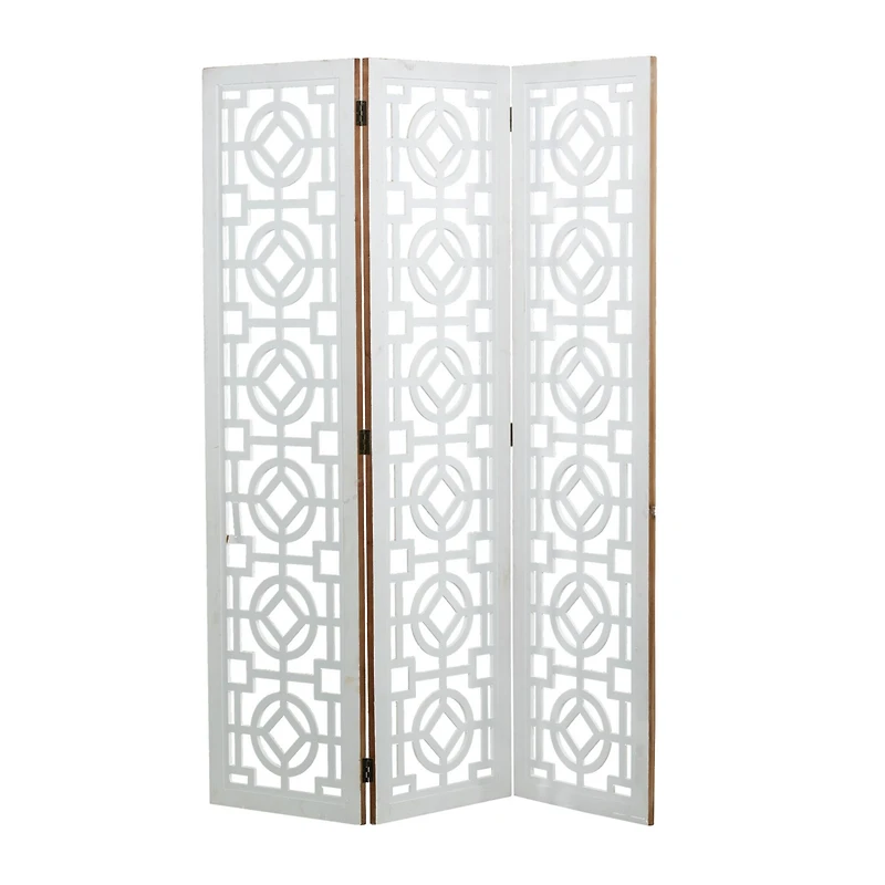 White Wood Farmhouse Room Divider Screen, 72" x 54" x 1"