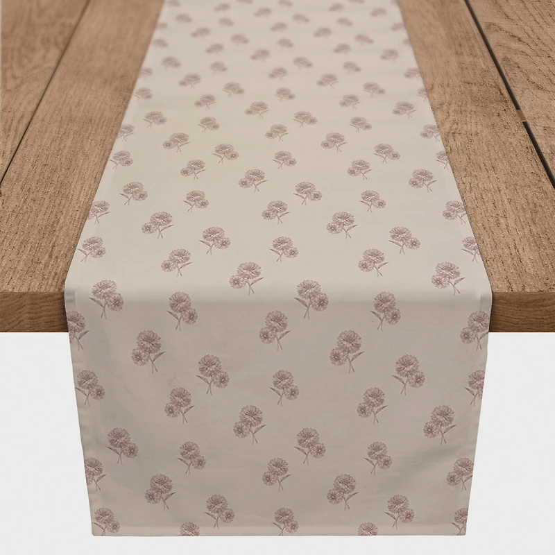 90" Delicate Floral Cotton Twill Runner