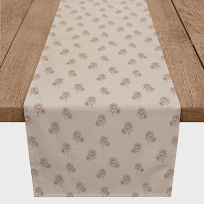 90" Delicate Floral Cotton Twill Runner