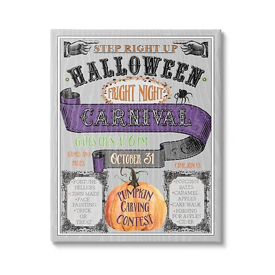 Stupell Industries Halloween Fright Night Carnival Sign Canvas Wall Art
