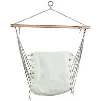 37.25" x 33" Cream Hammock Chair with Wooden Bar