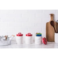 DII® 5.6" Red Ceramic Jar Canister Set, 3ct.