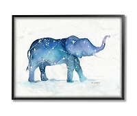 Stupell Industries Elephant March with Abstract Night Sky Wall Art in Black Frame