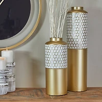 CosmoLiving by Cosmopolitan Gold Metal Honeycomb Vase Set of 2 22", 14"
